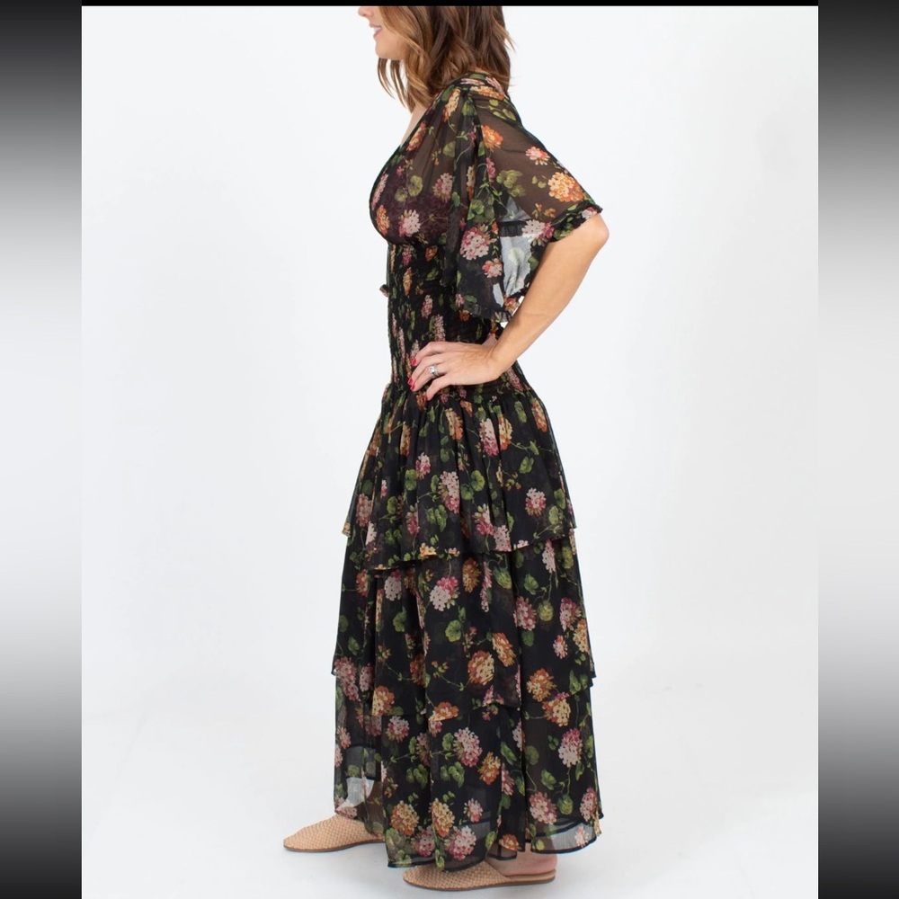[By Timo] Black Floral Flowy Maxi Dress - Size XS NWT